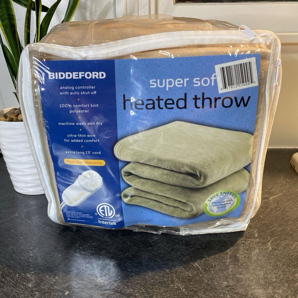 Biddeford Super Soft Heated Throw, Warm and Cozy, NEW in Zip Handle Carry Bag